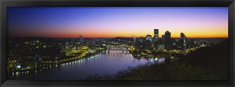 Framed Pittsburgh Sunset over Buildings Print
