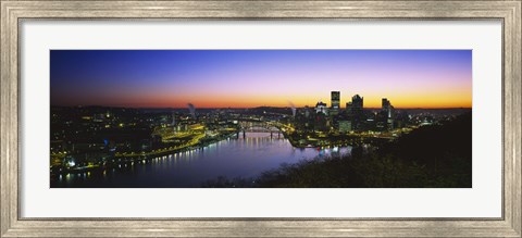 Framed Pittsburgh Sunset over Buildings Print