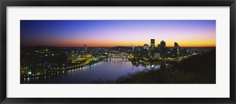 Framed Pittsburgh Sunset over Buildings Print