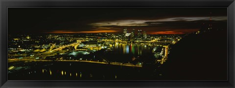 Framed Pittsburgh Buildings at Early Dawn Print