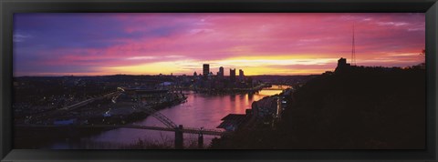 Framed Pittsburgh West End Bridge Sunset Print