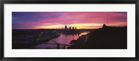 Framed Pittsburgh West End Bridge Sunset Print