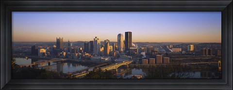 Framed Pittsburgh Buildings at Dawn Print