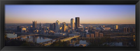 Framed Pittsburgh Buildings at Dawn Print