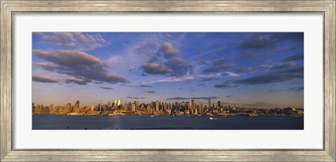 Framed New York Skyline from a Distance with Cloudy Sky Print