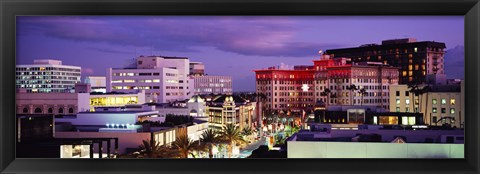 Framed High angle view of buildings in a city, Rodeo Drive, Beverly Hills, California, USA Print