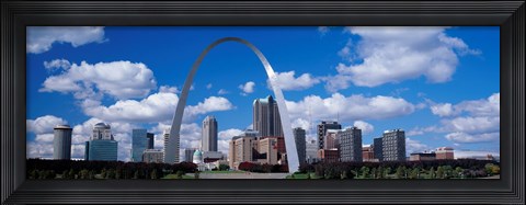 Framed Metal arch in front of buildings, Gateway Arch, St. Louis, Missouri, USA Print