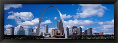 Framed Metal arch in front of buildings, Gateway Arch, St. Louis, Missouri, USA Print