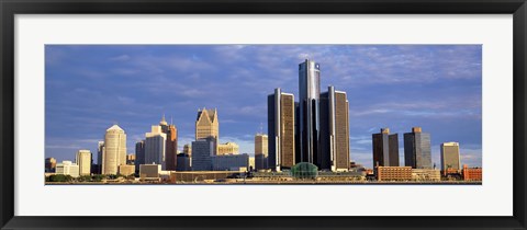 Framed Skyscrapers at the waterfront, Detroit, Michigan Print