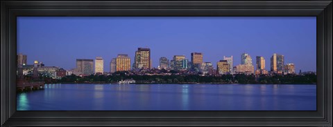 Framed Buildings at the waterfront lit up at night, Boston, Massachusetts, USA Print