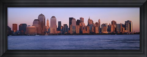 Framed Hazy Skyline View of NYC from the Waterfront Print