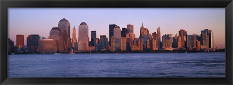 Framed Hazy Skyline View of NYC from the Waterfront Print