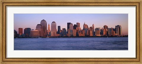 Framed Hazy Skyline View of NYC from the Waterfront Print