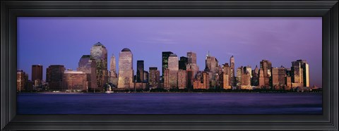 Framed Dark Purple Sky Behind the New York City Skyline Print