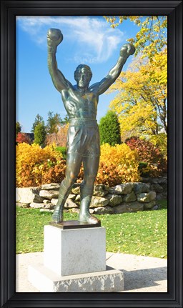 Framed Statue of Rocky Balboa, Philadelphia Museum of Art, Benjamin Franklin Parkway, Fairmount Park, Philadelphia, Pennsylvania, USA Print