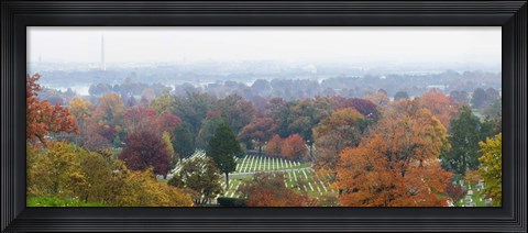 Framed High angle view of a cemetery, Arlington National Cemetery, Washington DC, USA Print