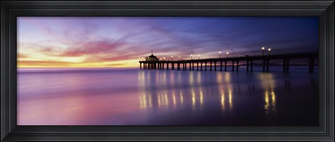 Framed Reflection of a pier in water, Manhattan Beach Pier, Manhattan Beach, San Francisco, California, USA Print