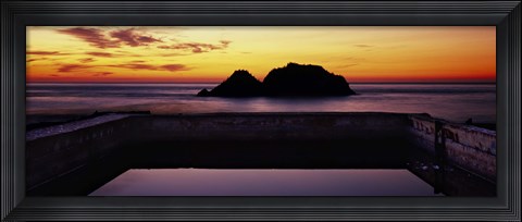 Framed Silhouette of islands in the ocean, Sutro Baths, San Francisco, California, USA Print