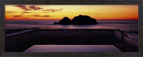 Framed Silhouette of islands in the ocean, Sutro Baths, San Francisco, California, USA Print