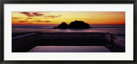 Framed Silhouette of islands in the ocean, Sutro Baths, San Francisco, California, USA Print