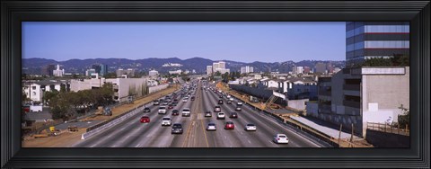 Framed High angle view of cars on the road, 405 Freeway, City of Los Angeles, California, USA Print
