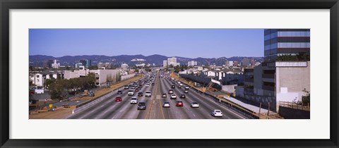 Framed High angle view of cars on the road, 405 Freeway, City of Los Angeles, California, USA Print