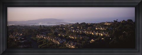 Framed High angle view of buildings in a city, Mission Bay, La Jolla, Pacific Beach, San Diego, California, USA Print