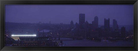 Framed Buildings in a city, Heinz Field, Three Rivers Stadium, Pittsburgh, Pennsylvania, USA Print