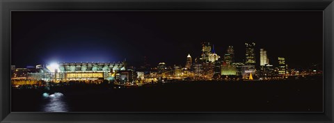 Framed Stadium lit up at night in a city, Heinz Field, Three Rivers Stadium,Pittsburgh, Pennsylvania, USA Print