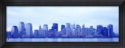 Framed New York Skyline in Blue Print