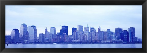 Framed New York Skyline in Blue Print