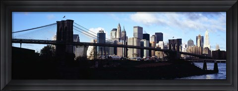 Framed Skyscrapers at the waterfront, Brooklyn Bridge, East River, Manhattan, New York City, New York State, USA Print