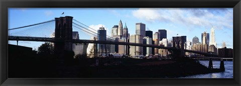 Framed Skyscrapers at the waterfront, Brooklyn Bridge, East River, Manhattan, New York City, New York State, USA Print