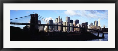 Framed Skyscrapers at the waterfront, Brooklyn Bridge, East River, Manhattan, New York City, New York State, USA Print