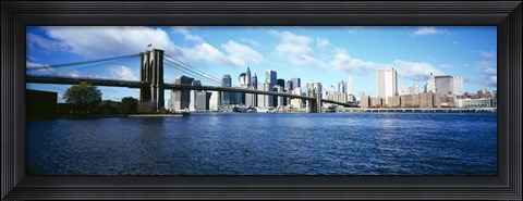 Framed Bridge across a river, Brooklyn Bridge, Manhattan Print