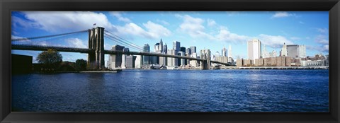 Framed Bridge across a river, Brooklyn Bridge, Manhattan Print