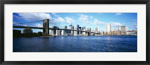 Framed Bridge across a river, Brooklyn Bridge, Manhattan Print
