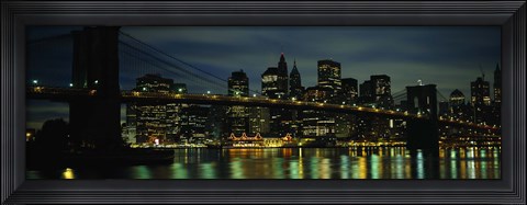 Framed Brooklyn Bridge at Night, New York City Print