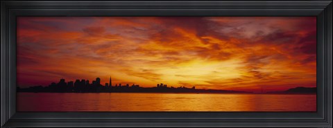 Framed Silhouette of buildings at the waterfront, San Francisco, California, USA Print