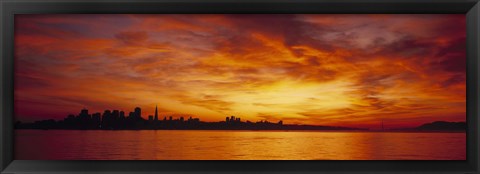 Framed Silhouette of buildings at the waterfront, San Francisco, California, USA Print