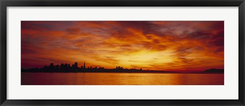 Framed Silhouette of buildings at the waterfront, San Francisco, California, USA Print