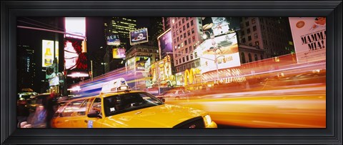 Framed Yellow taxi on the road, Times Square, Manhattan, New York City, New York State, USA Print