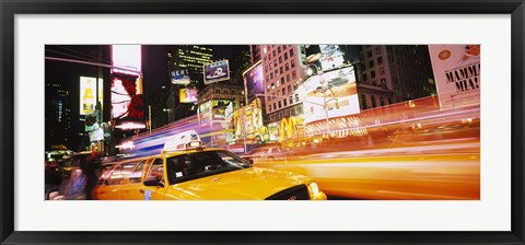 Framed Yellow taxi on the road, Times Square, Manhattan, New York City, New York State, USA Print