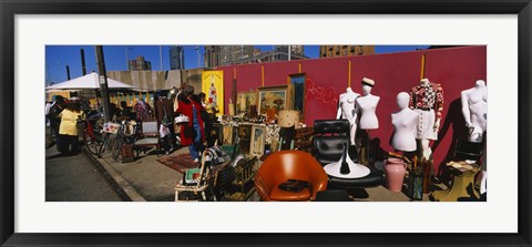 Framed Group of people in a flea market, Hell&#39;s Kitchen, Manhattan, New York City, New York State, USA Print