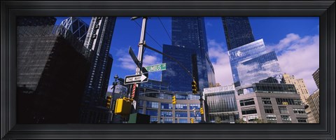 Framed Low angle view of skyscrapers in a city, Columbus Circle, Manhattan, New York City, New York State, USA Print