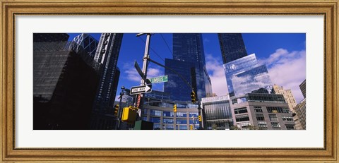 Framed Low angle view of skyscrapers in a city, Columbus Circle, Manhattan, New York City, New York State, USA Print
