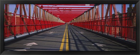 Framed Arrow signs on a bridge, Williamsburg Bridge, New York City, New York State, USA Print