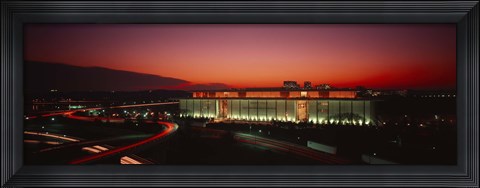Framed High angle view of a building lit up at night, John F. Kennedy Center for the Performing Arts, Washington DC, USA Print