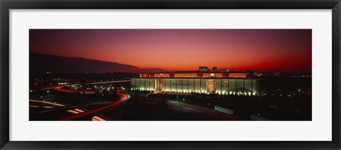 Framed High angle view of a building lit up at night, John F. Kennedy Center for the Performing Arts, Washington DC, USA Print