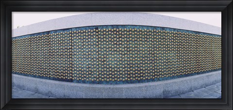 Framed Stars mounted on the wall at a war memorial, Freedom Wall, National World War II Memorial, Washington DC, USA Print